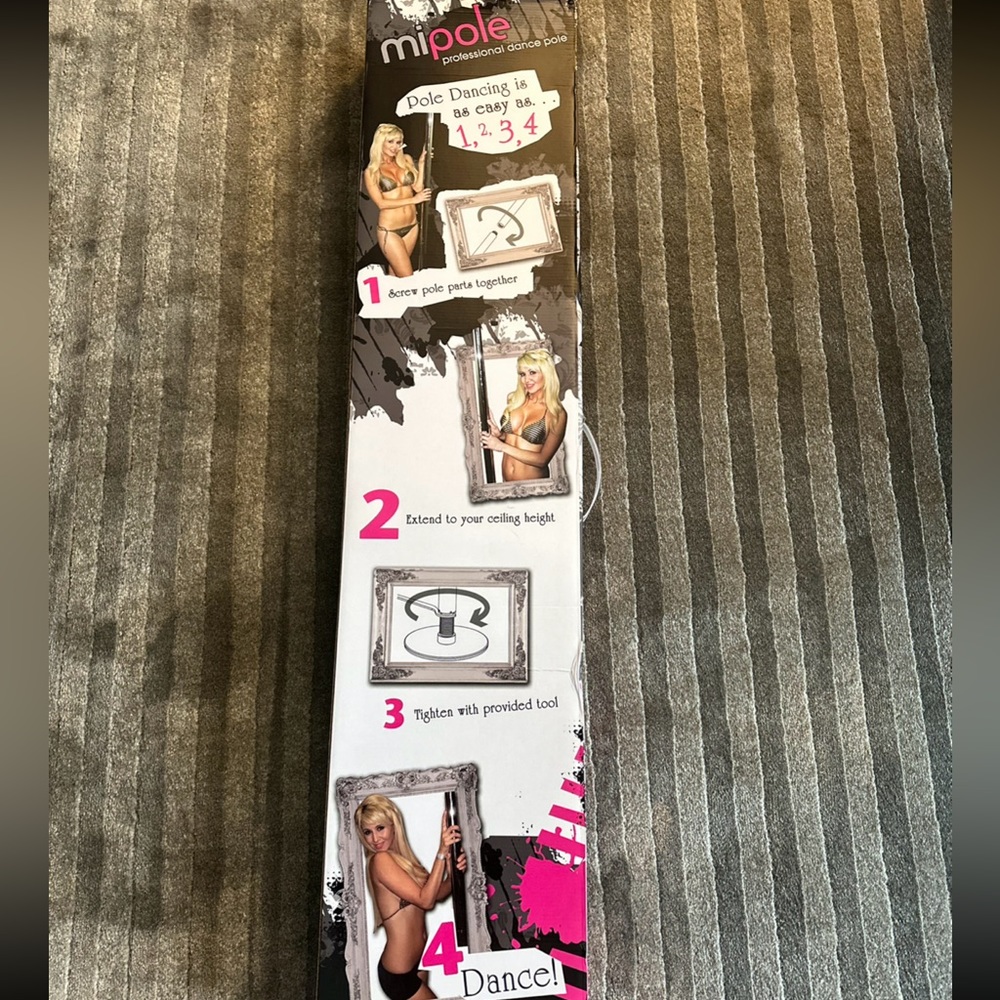 Professional 9 ft stripper pole. Brand new, never opened. Attached to ceilings.